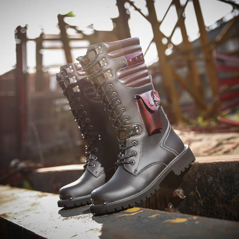 Men Knee High Leather Boots Wi - Men'S Shoes Hoka Sale ulasan dan harga